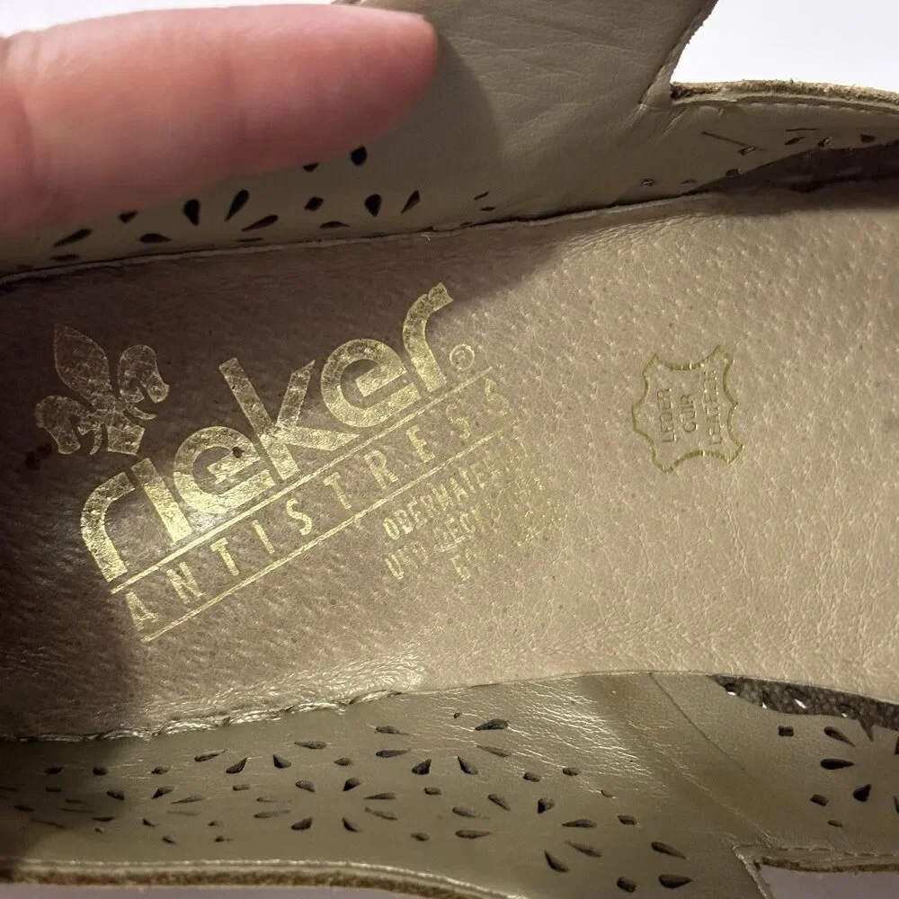 Rieker Antistress Womens Mirjam Leather Mary Jane Heels Sz 38 US 7.5 Comfort